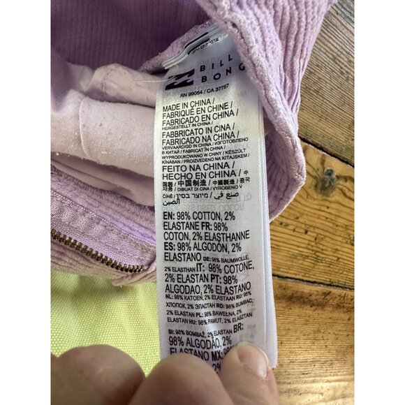 Billabong Womens Purple Corduroy Jeans 25 High-Waisted Straight-Leg Jeans‎ - Picture 7 of 8